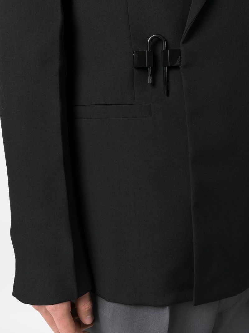 Black U-lock Buckle Wool Blazer