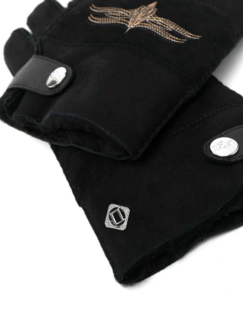 X Cotd Black Embroidered Suede Gloves