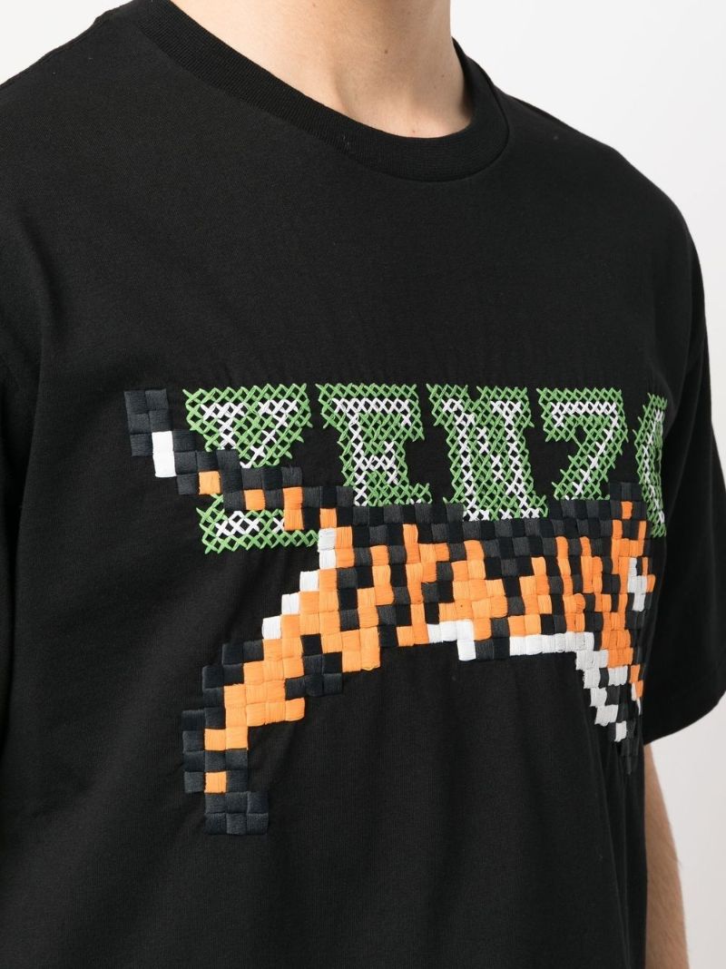 Black Pixel Logo Embroidered T-shirt