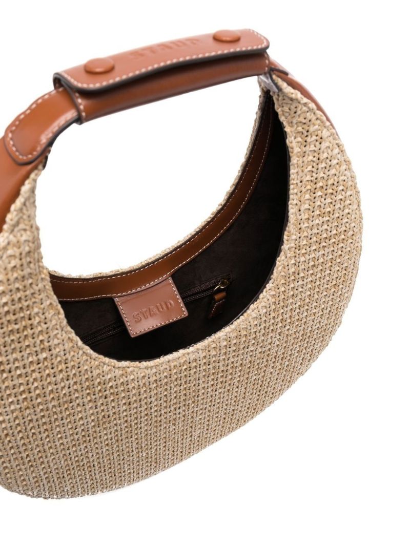 Neutral Moon Raffia Top Handle Bag