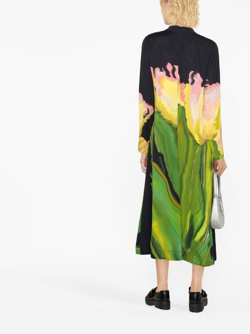 Green Millie Printed Midi Dress