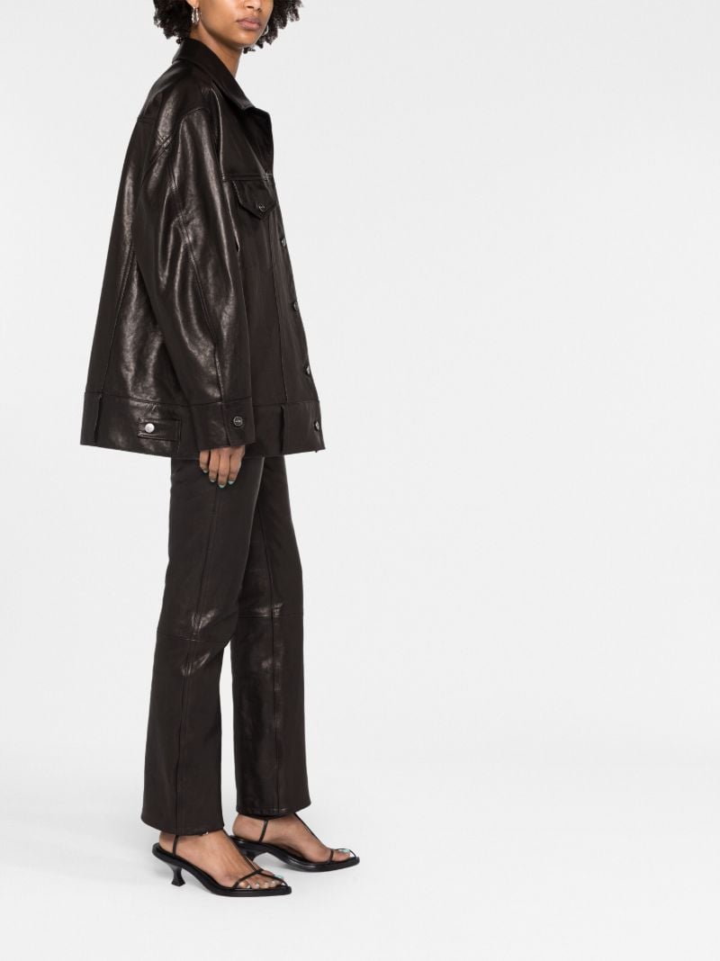 Black Grizzo Oversized Leather Shirt Jacket