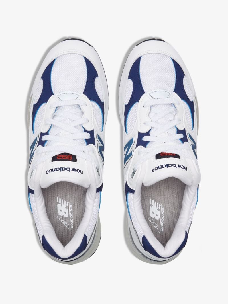 White and Navy 992 Low Top Sneakers