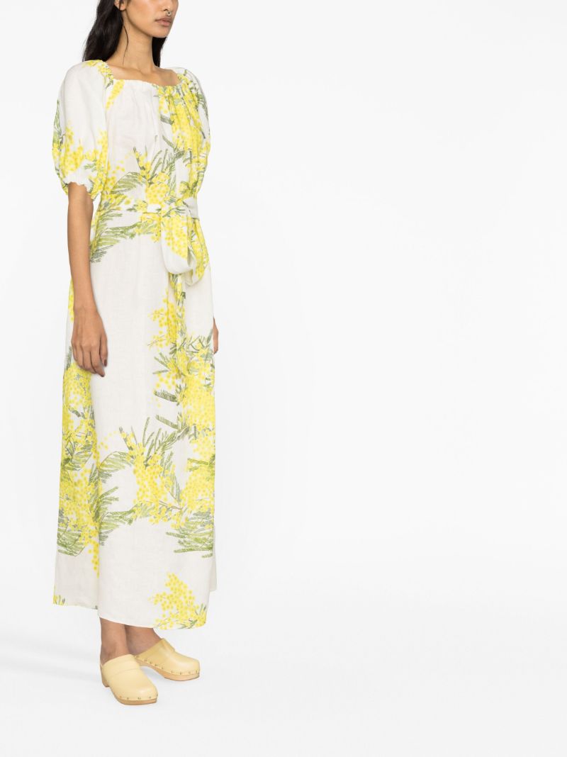 White and Yellow Zaza Floral Print Maxi Dress