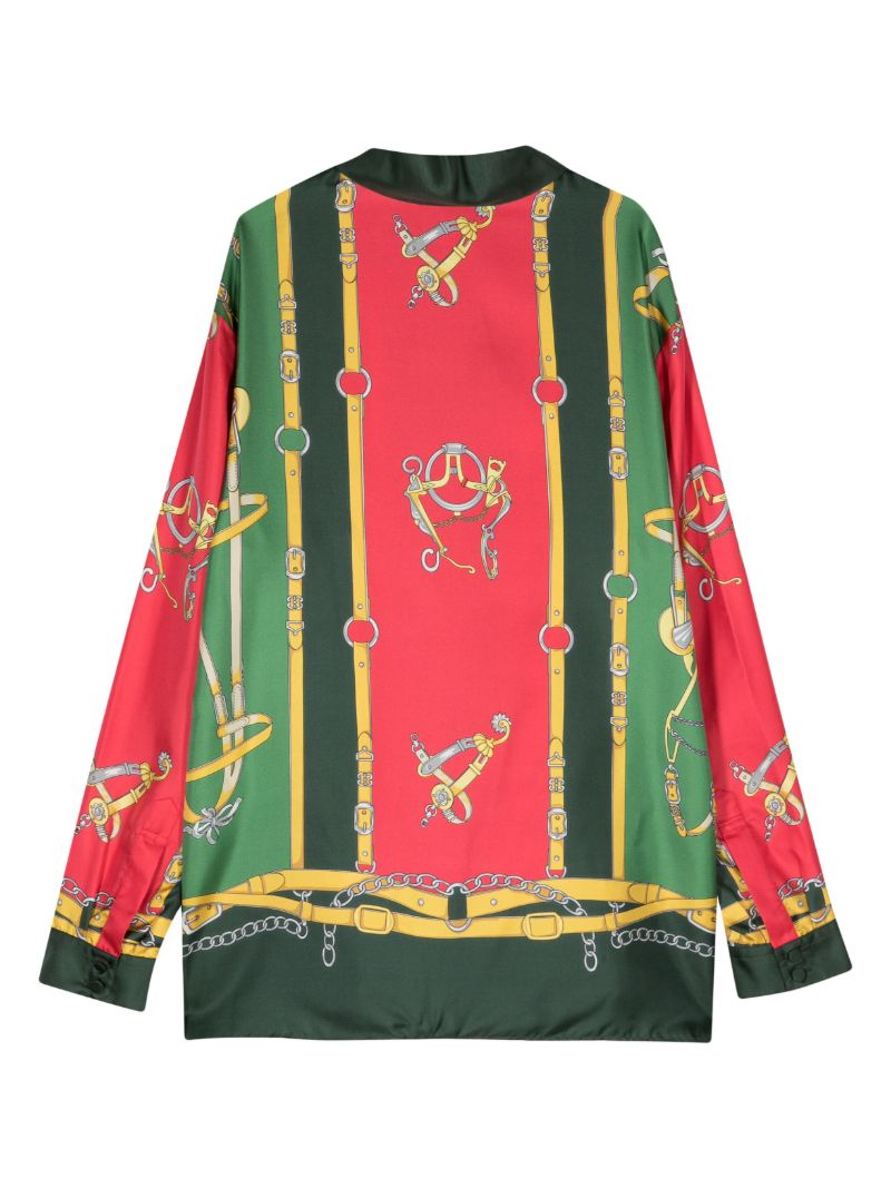 Green Harness Print Silk Shirt