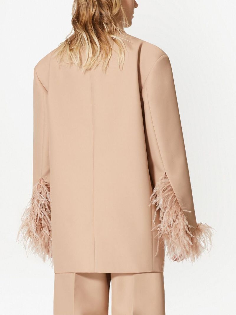 Neutral Embroidered Techno Weave Blazer