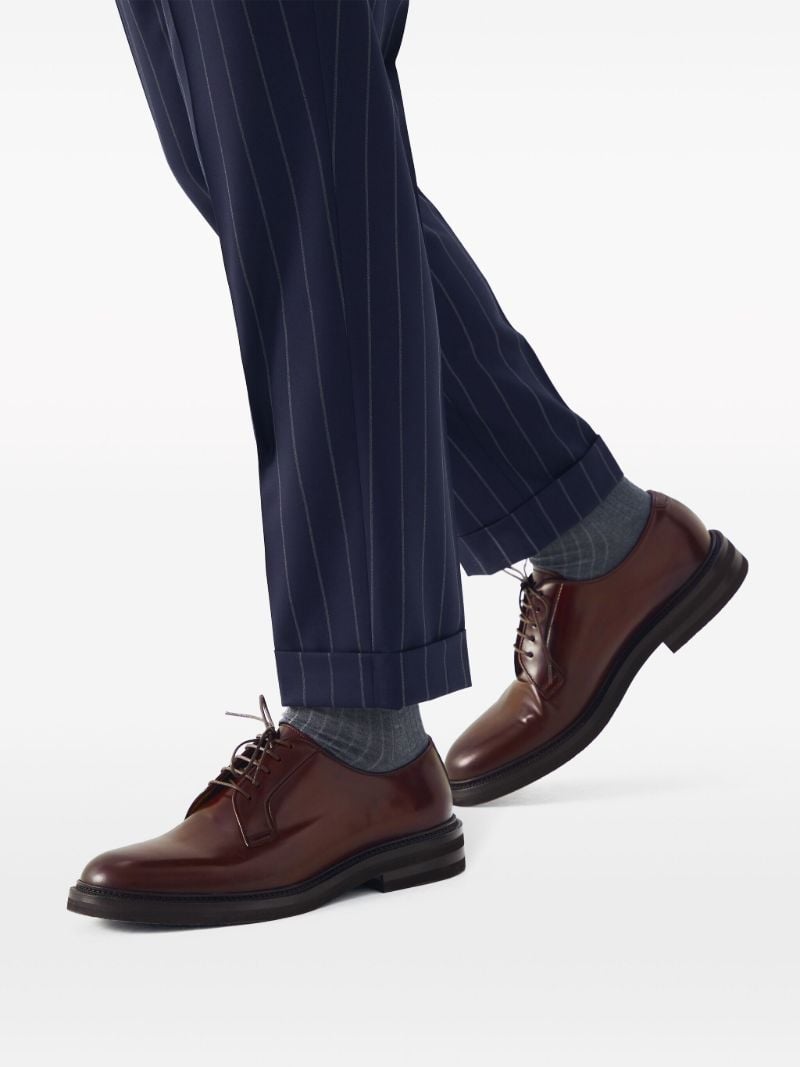 Brown High-shine Leather Oxford Shoes