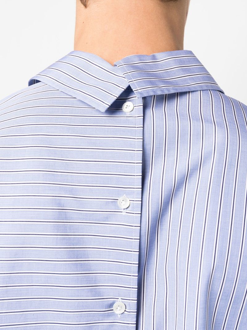 Blue Asymmetric Hem Stripe Shirt