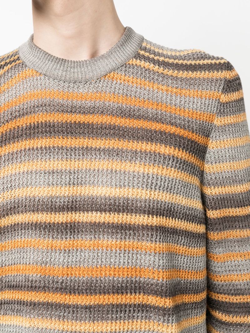 Grey Striped Crew Neck Sweater