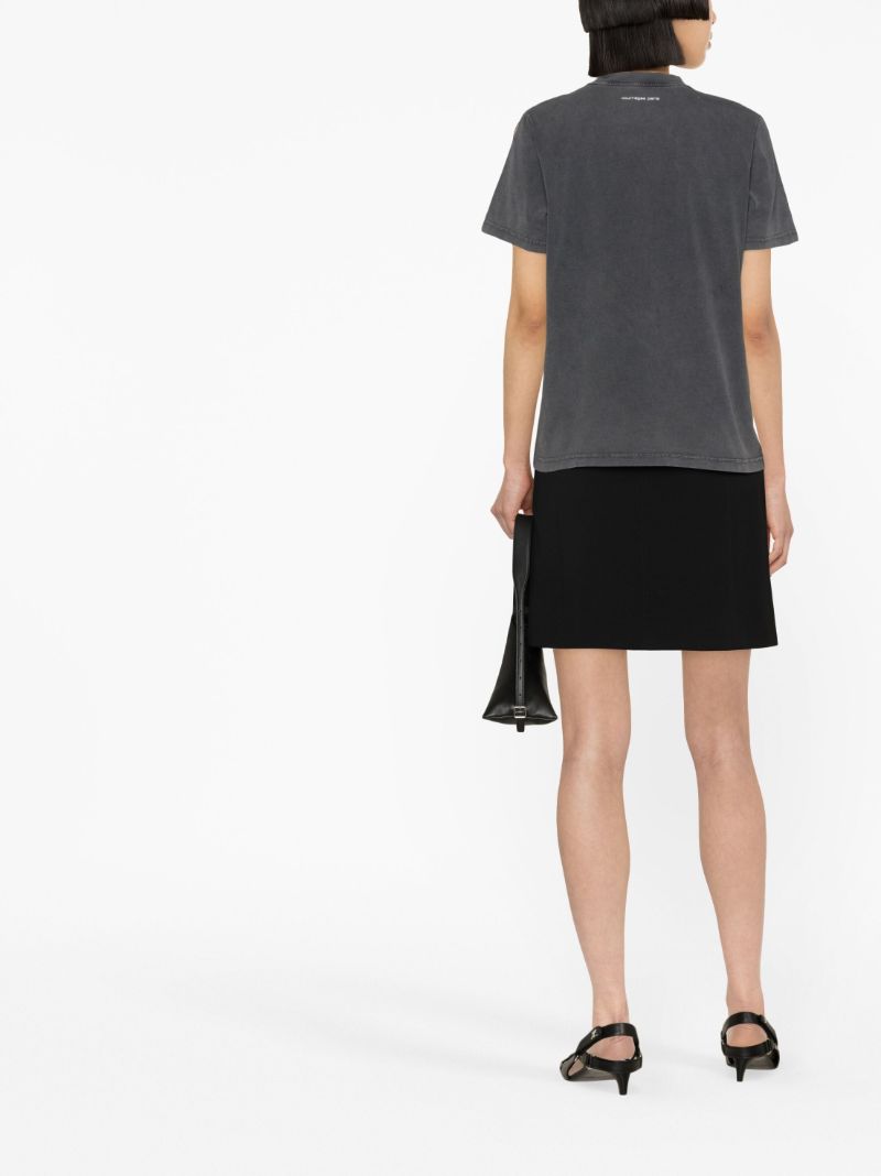 Grey Embroidered Logo Cotton T-shirt