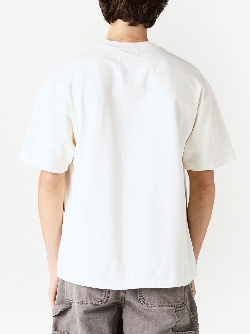 White Logo Print Cotton T-shirt