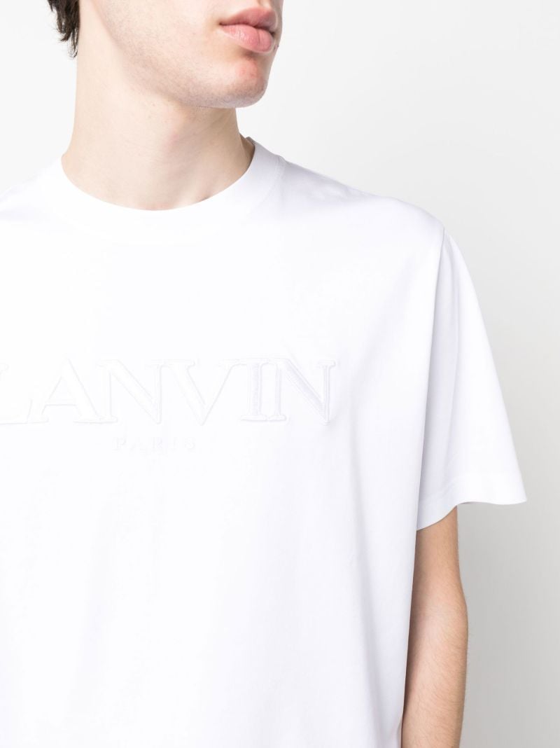 White Logo Embroidered Cotton T-shirt
