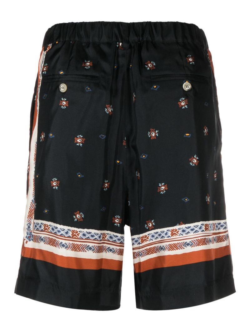 Black Foulard Print Silk Shorts