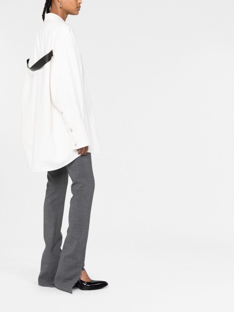 White Strap-detail Denim Shirt