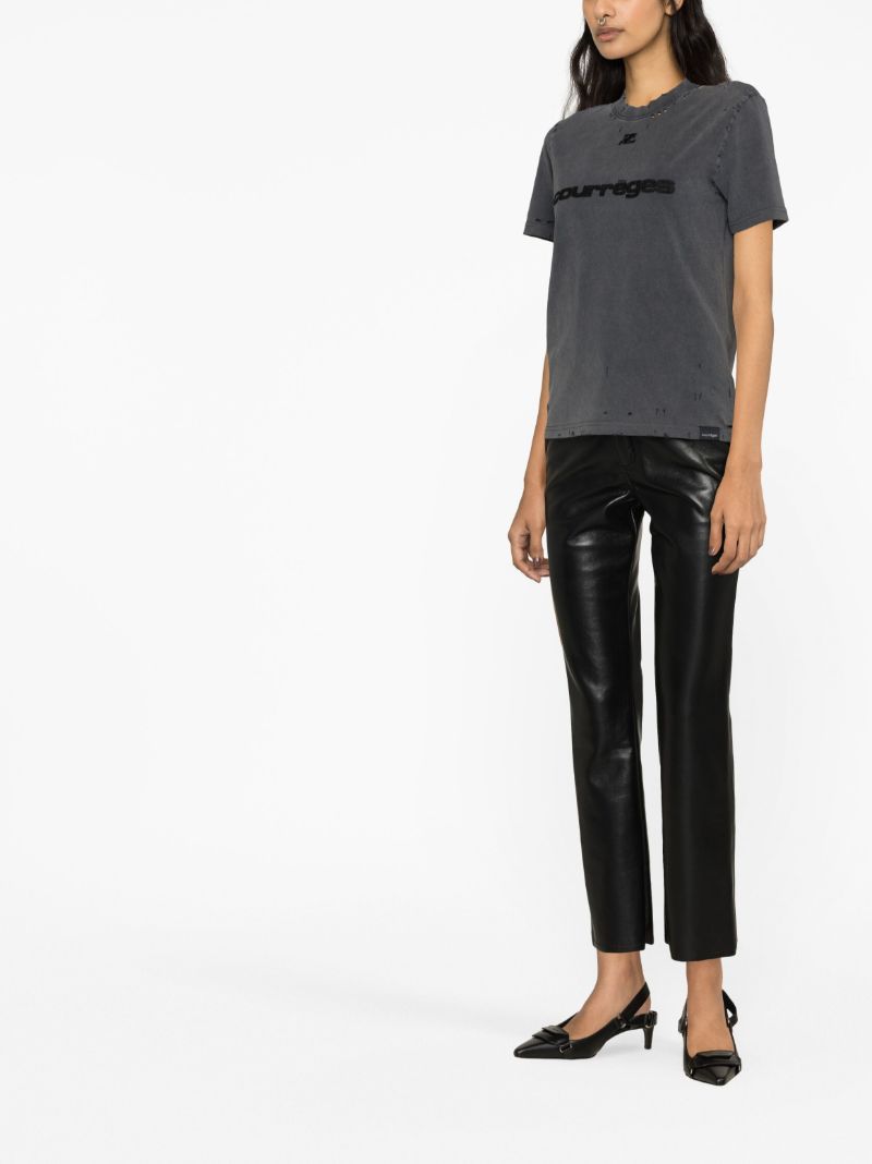 Grey Logo-embroidered Cotton T-shirt