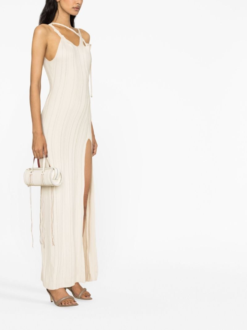 Neutral Asymmetric Knit Maxi Dress