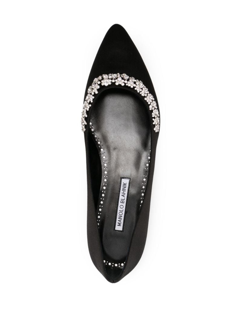 Black Olarana Crystal Satin Ballet Pumps