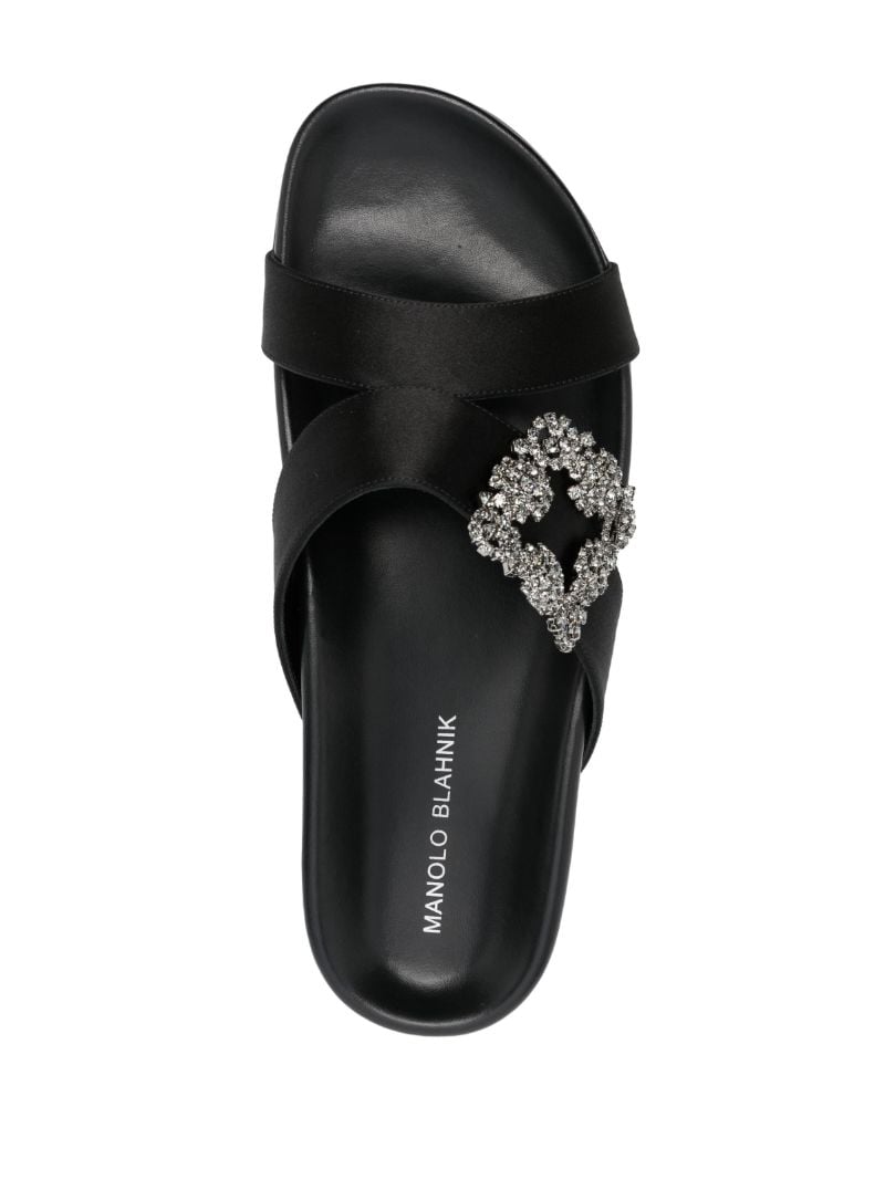 Black Chilanghi Buckled Satin Slippers