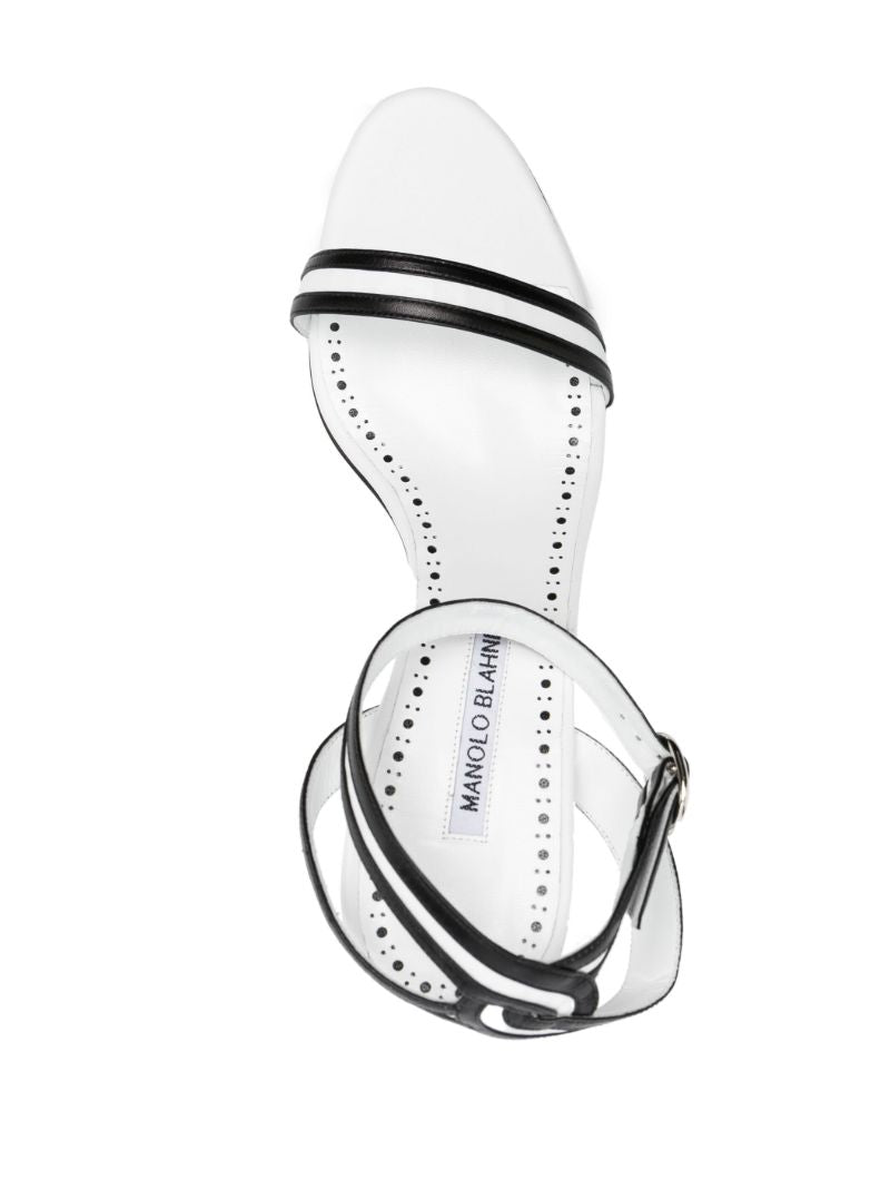 White and Black Chongasa 90 Leather Sandals