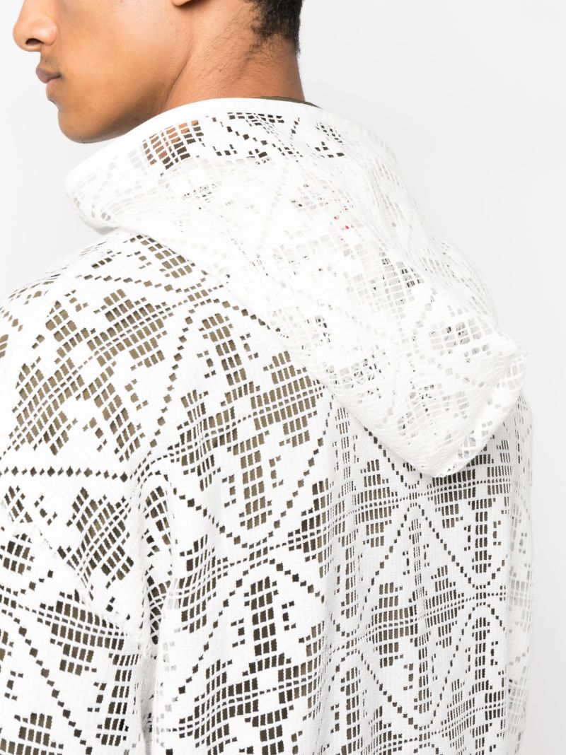 White Cotton Lace Zip-up Hoodie
