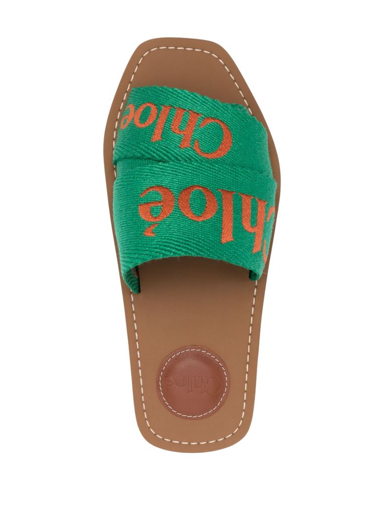 Green Woody Flat Sandals