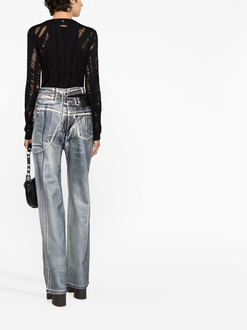 Black Ripped Detail Long-sleeve Top
