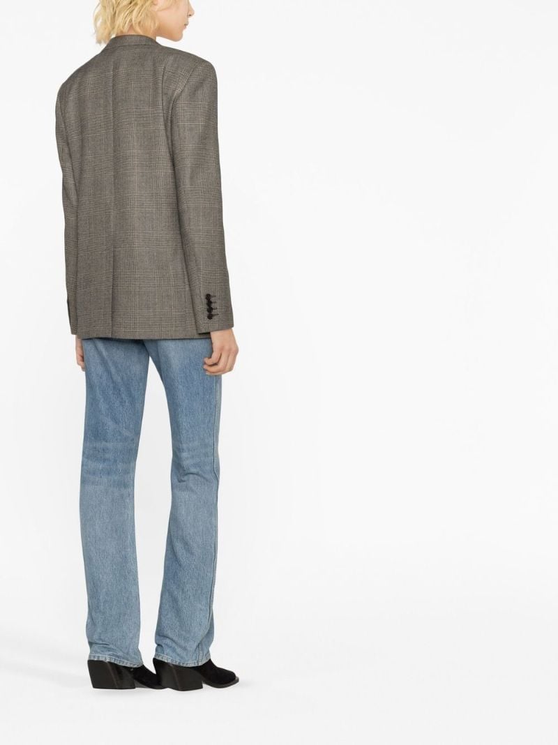 Brown Checked Double-breasted Blazer