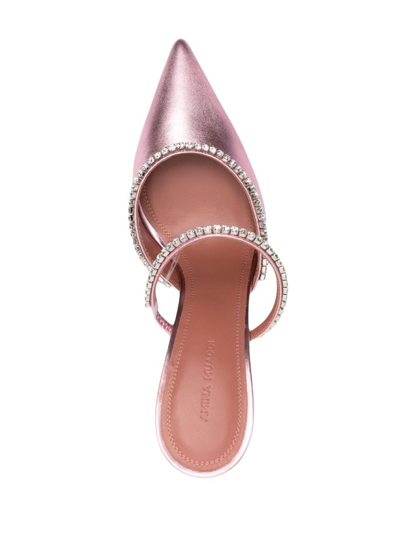 Pink Gilda 95 Pointed-toe Metallic Mules