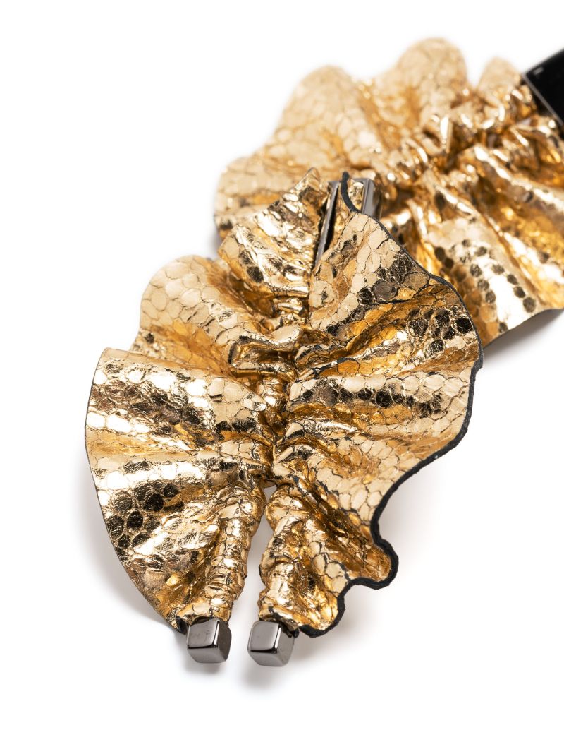 Gold-tone Minialie Leaf Leather Drop Earrings
