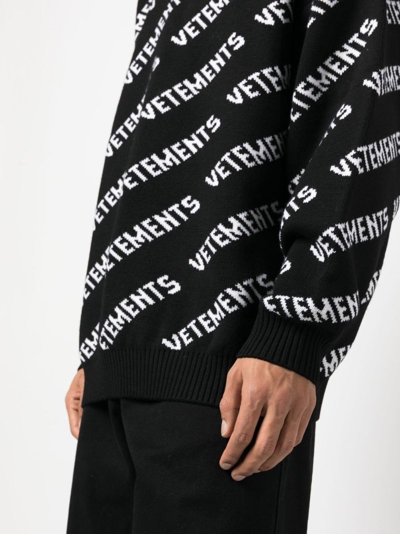 Black Logo Intarsia Wool Sweater