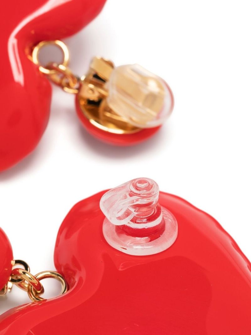 Red Inflatable Heart Charm Earrings