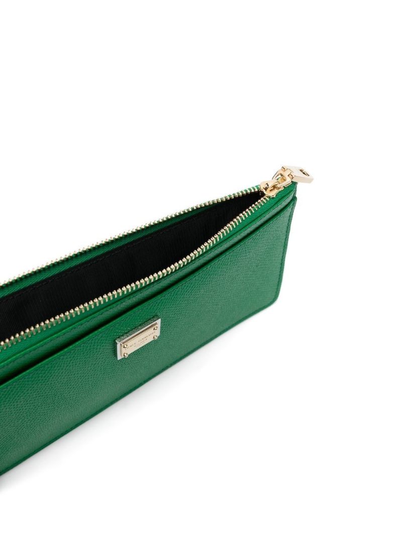 Green Leather Logo Plaque Wallet