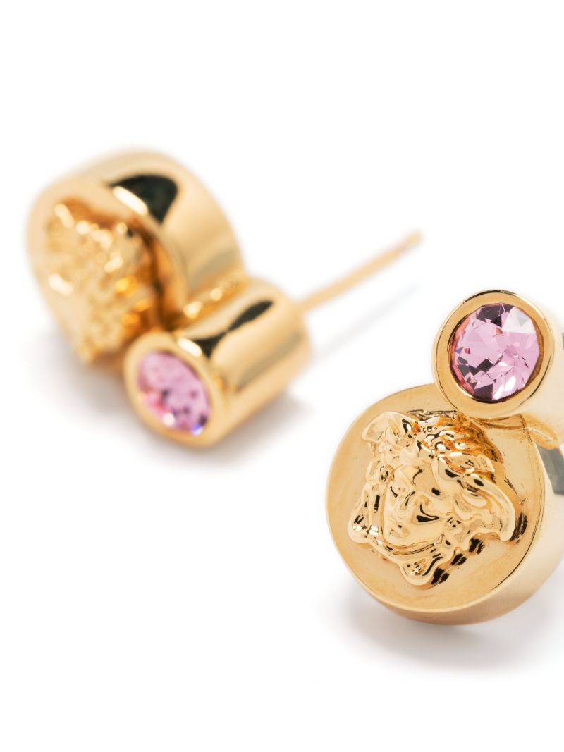 Gold-tone Medusa Crystal Stud Earrings