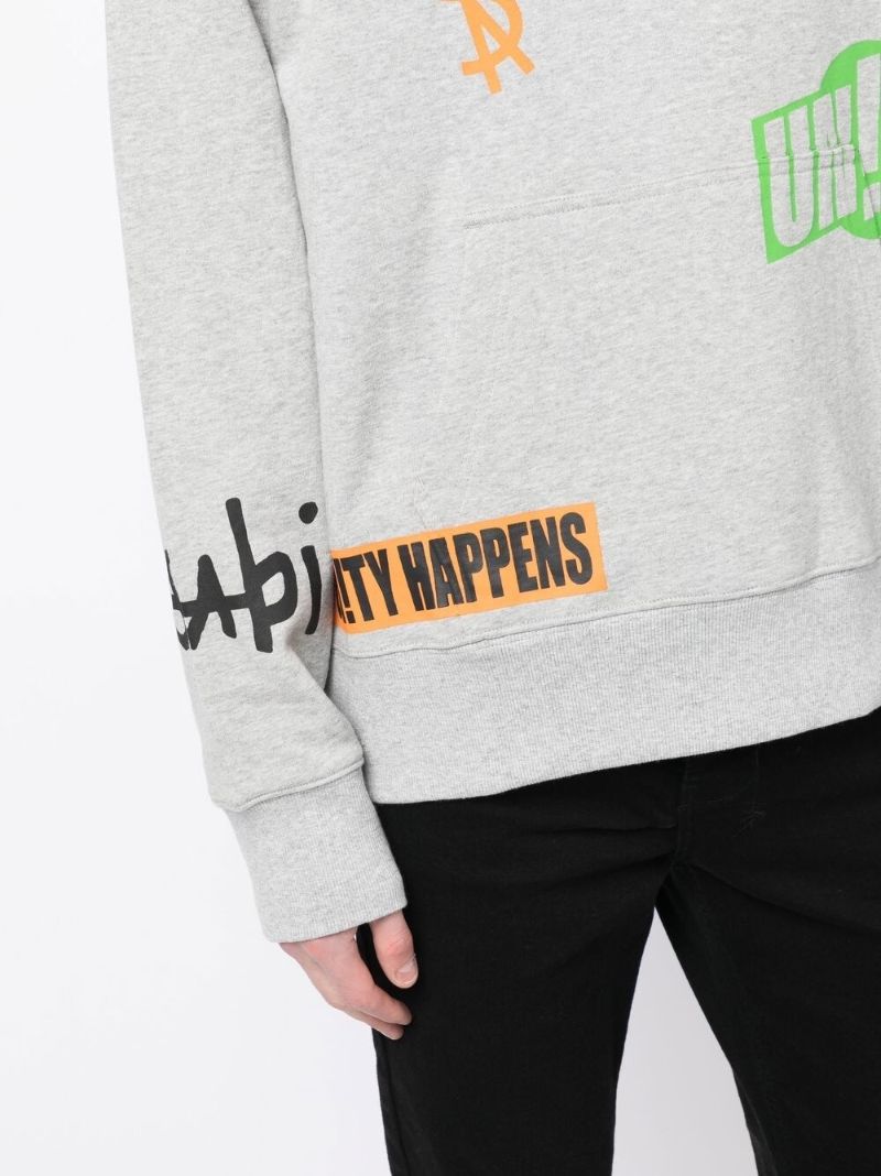 Grey Logo Print Hoodie