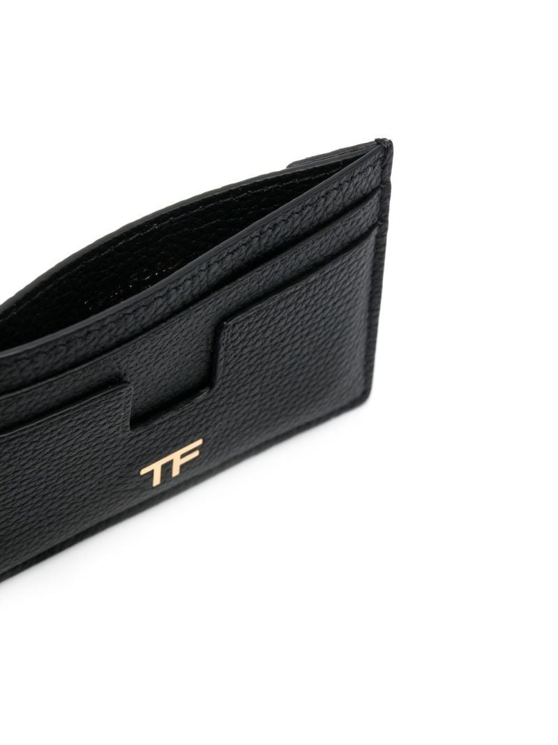 Black Logo Plaque Leather Card Holder