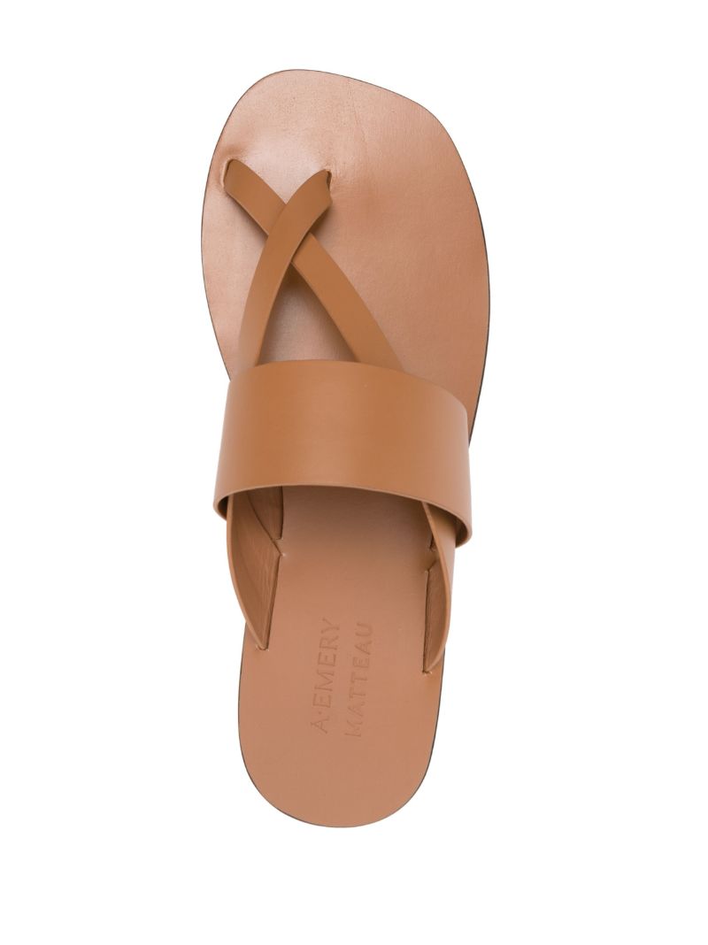 X Matteau Brown Silba Leather Flat Sandals