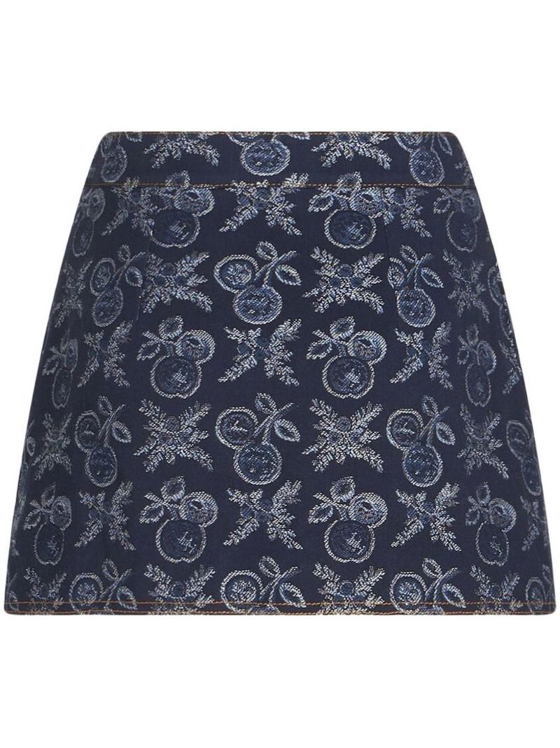 Blue Jacquard Denim Miniskirt