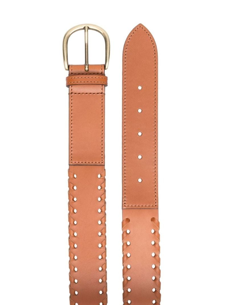 Brown Whipstitch Leather Belt