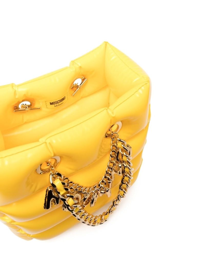 Yellow Logo-chain Padded Tote Bag