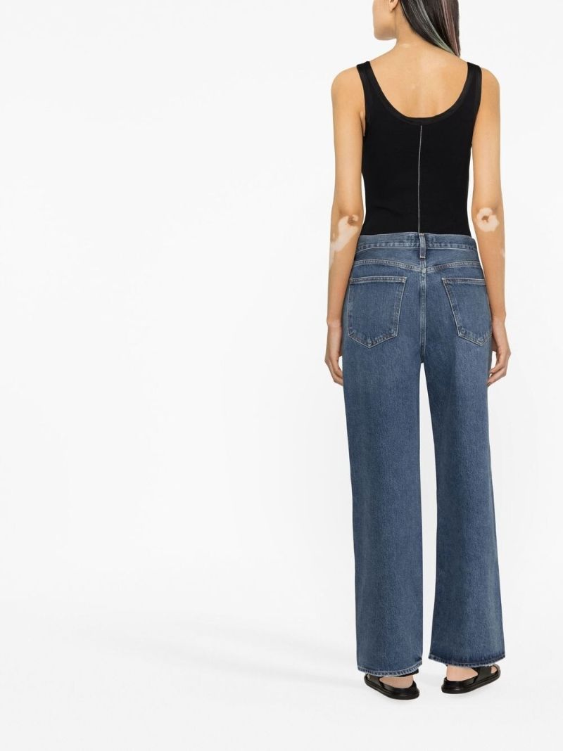 Blue Low Slung Baggy Wide-leg Jeans