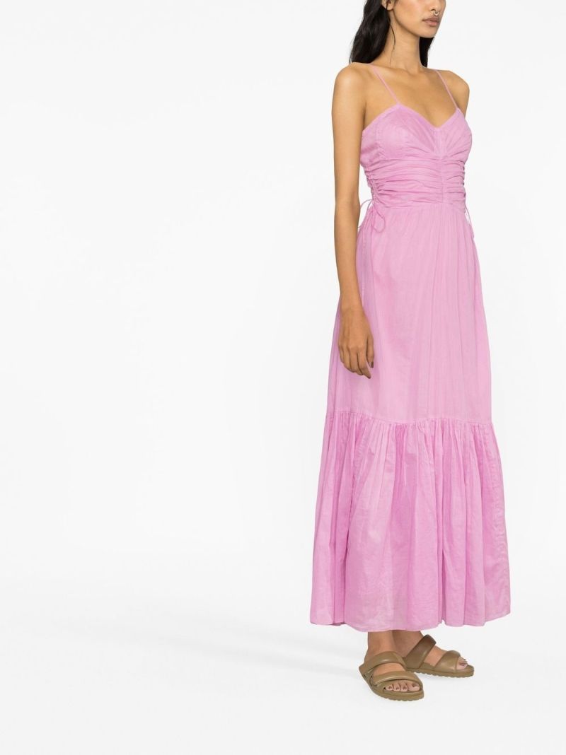 Purple Giana Ruched Organic Cotton Midi Dress