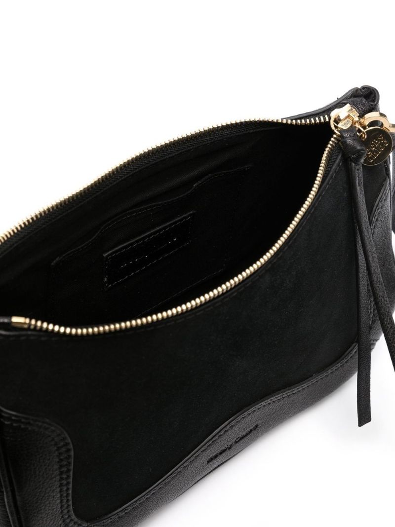 Black Embossed Logo Shoulder Bag