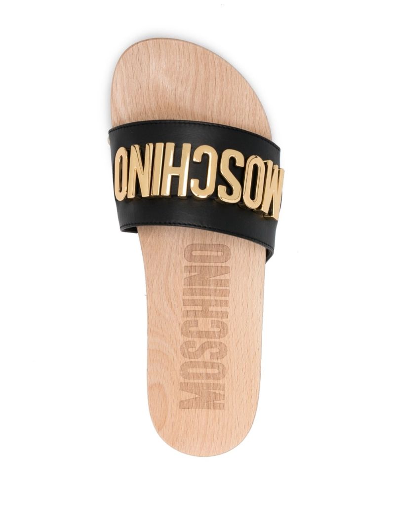 Black Logo Plaque Sandals