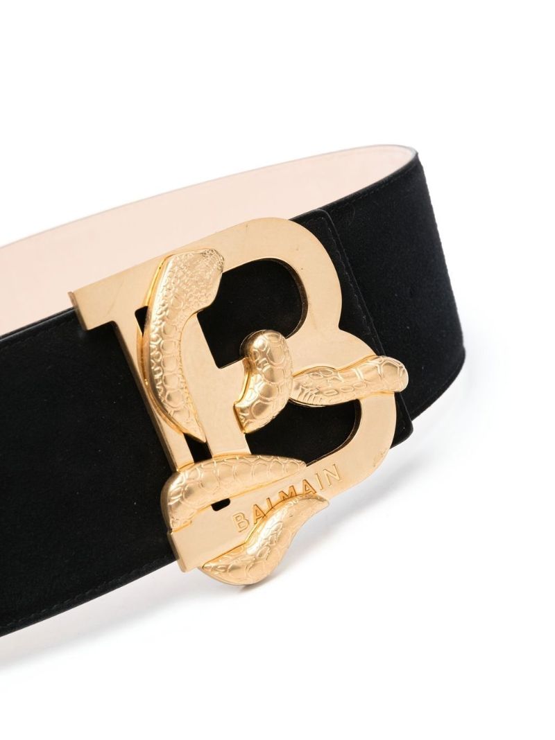 Black Adjustable Logo Plaque Leather Belt