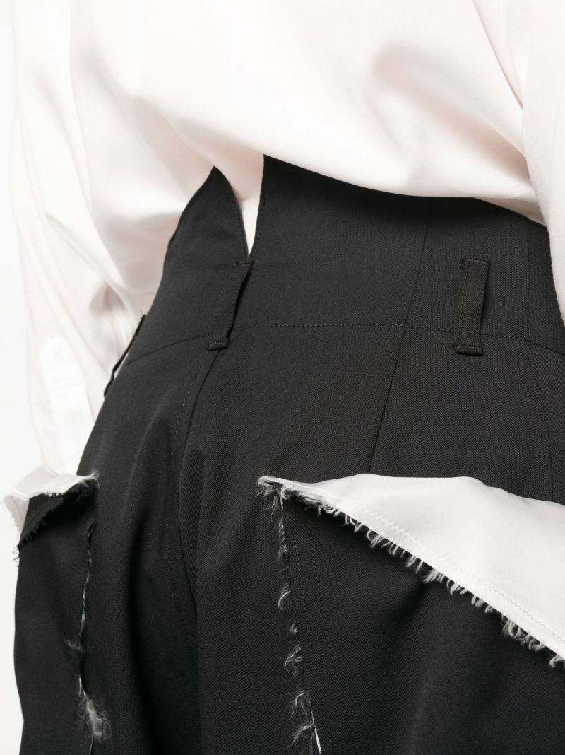 Black Cropped Wide Leg Wool Trousers