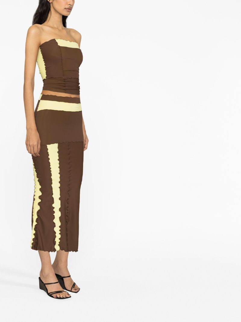 Brown Panelled Bandeau Top