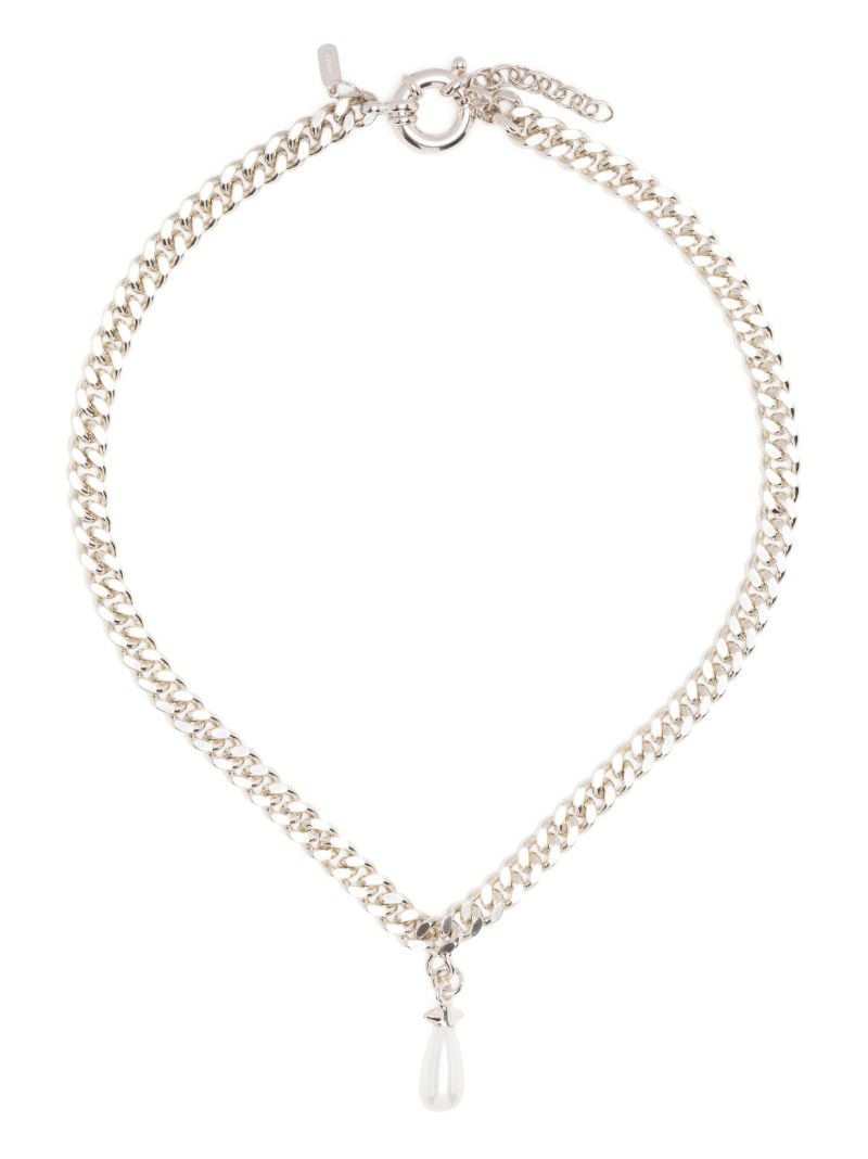 Sterling Silver Chunky Chain Drop Pendant Necklace