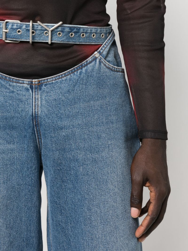 Blue Y Belt Arc Straight-leg Jeans