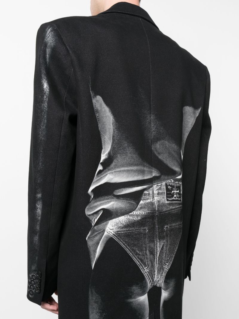 Black Janty Trompe L'oeil Print Coat