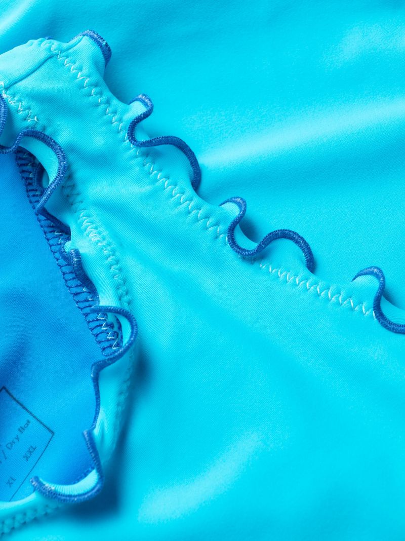 Blue Ruffle Trim Swimsuit